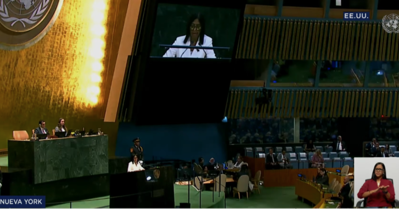Delcy Rodríguez promete elecciones en la ONU y agradece a Donald Trump